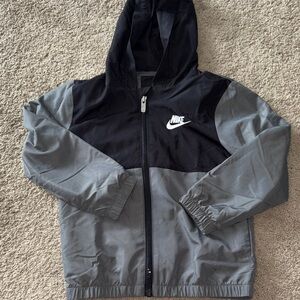 Nike Kids Hooded Black and Gray Raincoat